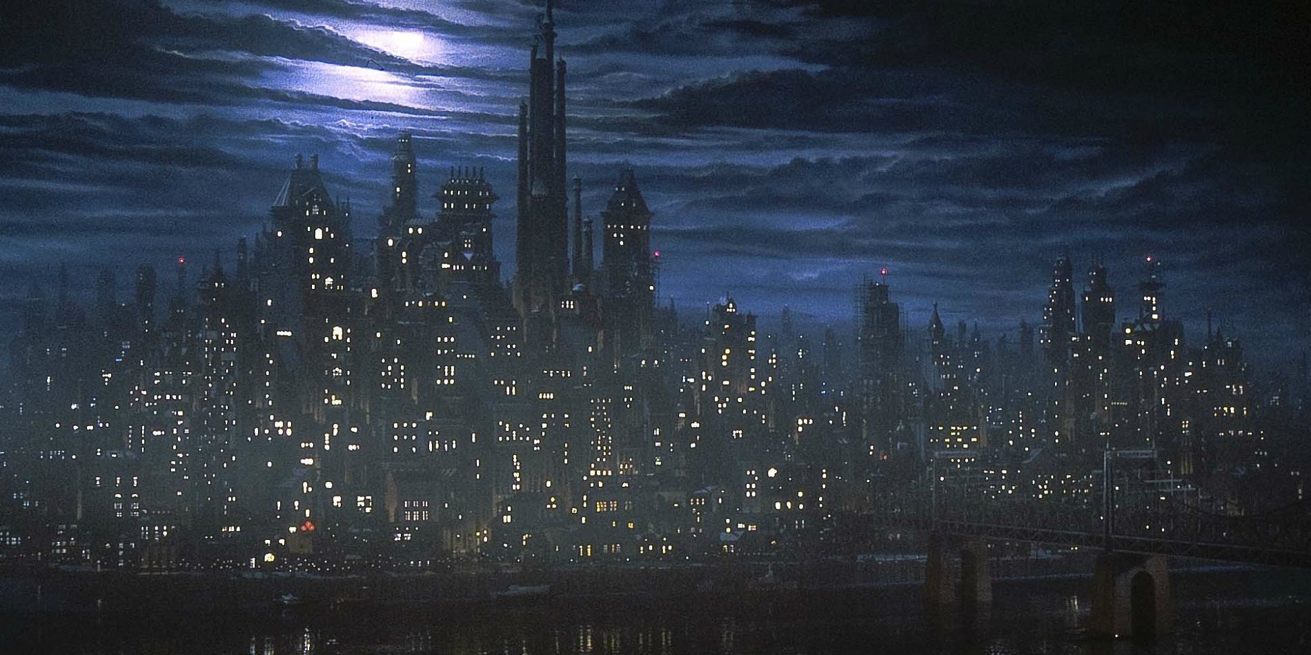 Gotham City skyline in Tim Burton's Batman
