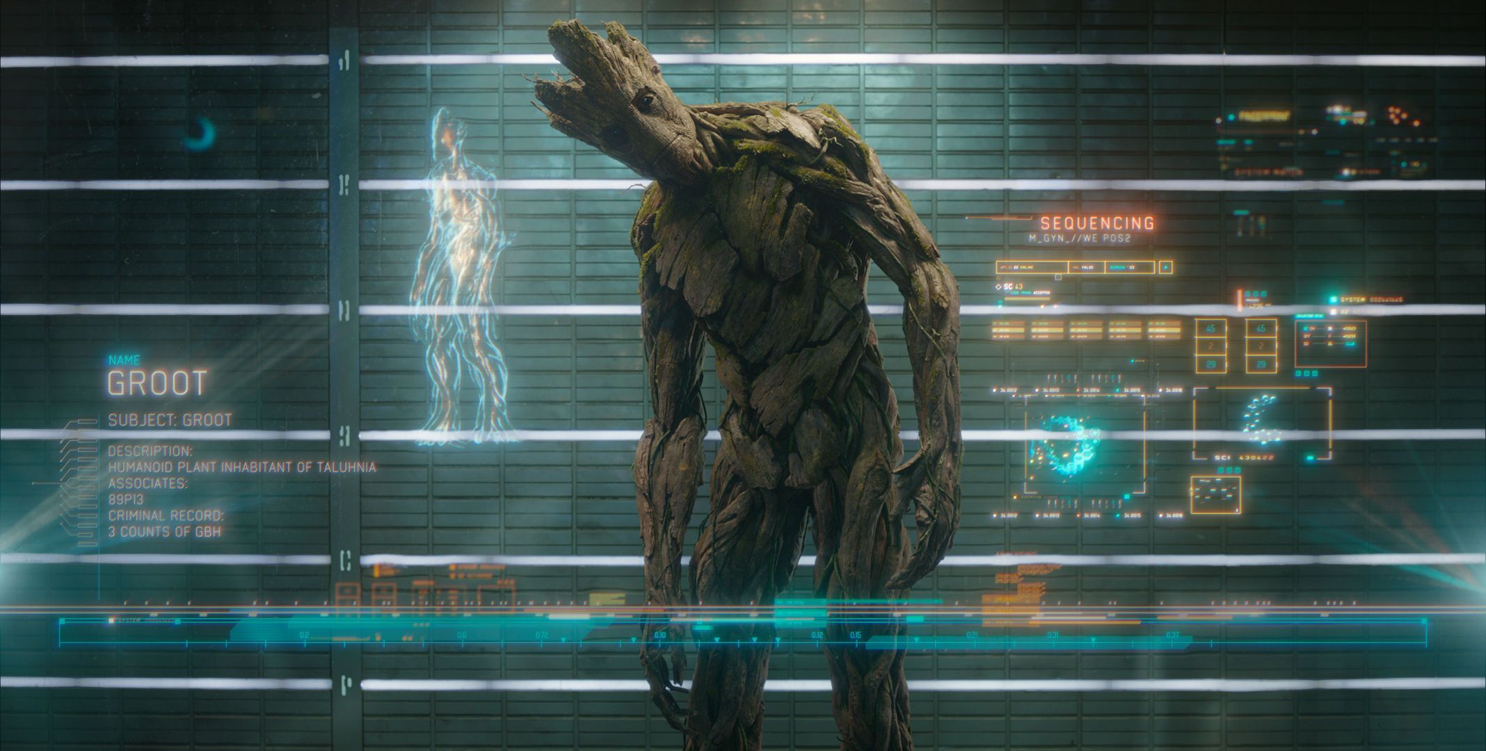 Guardians of the Galaxy Official Photo - Groot in Prison Lineup