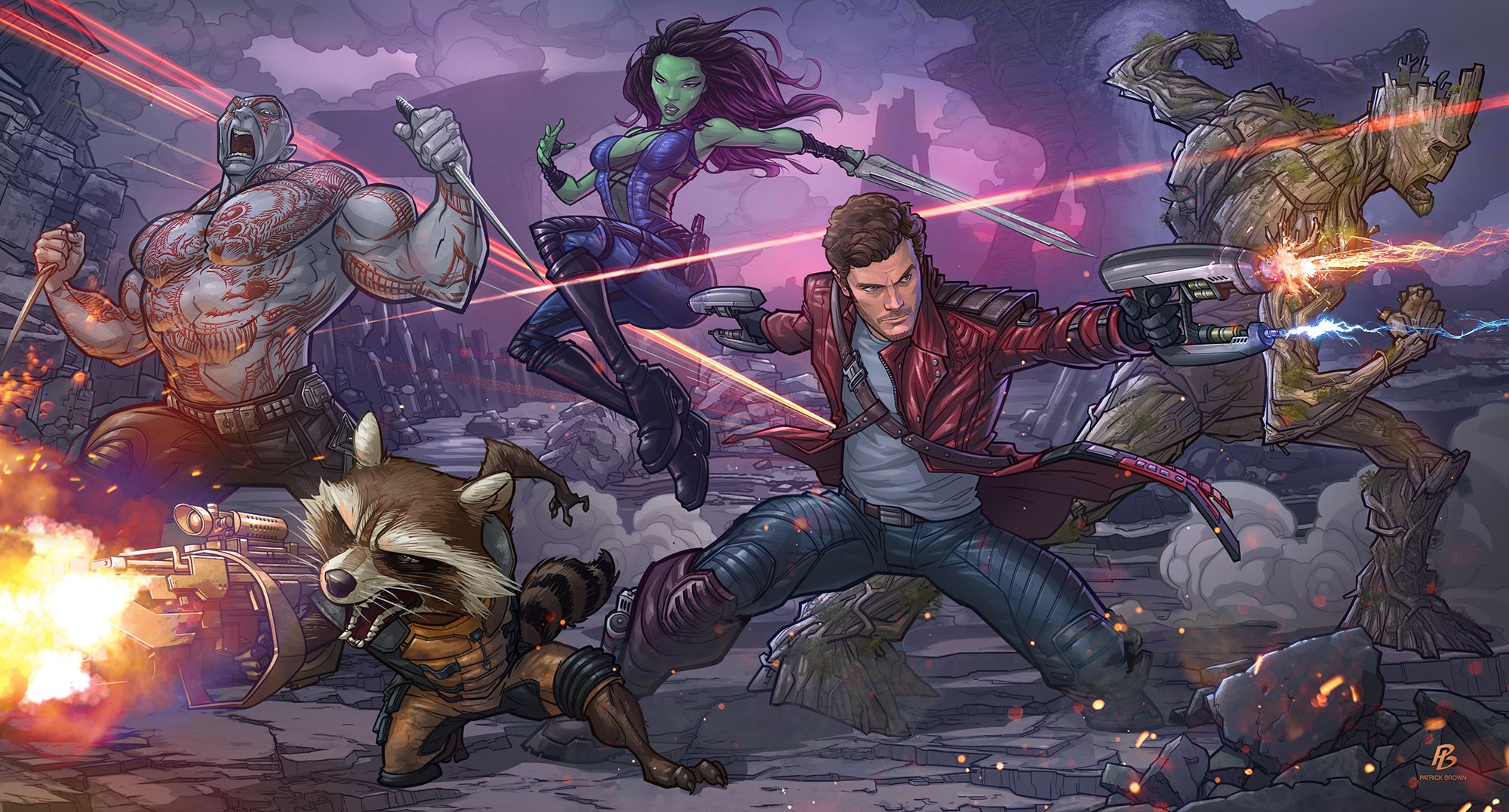Guardians of the Galaxy art by Patrick Brown
