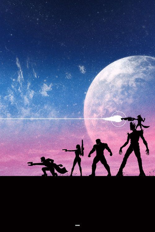 Guardians of the Galaxy illustrated poster - Silhouettes