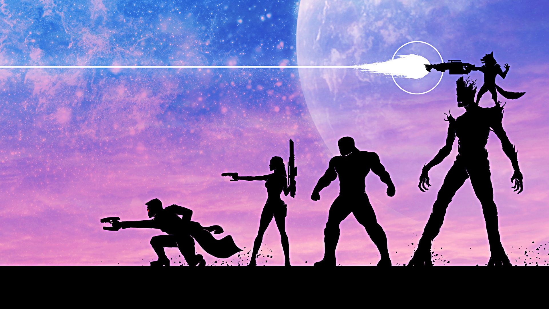 Guardians of the Galxay silhouette wallpaper
