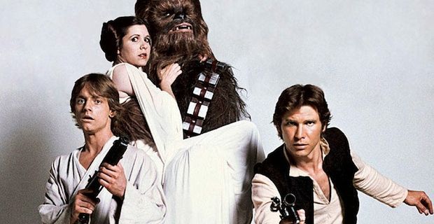 Han Solo Luke Skywalker Leia Organa and Chewbacca in Star Wars