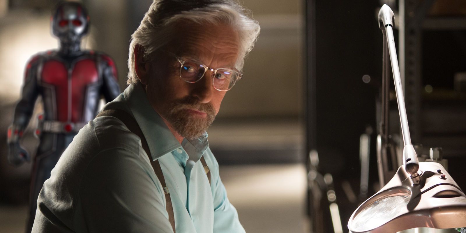 Michael Douglas as Hank Pym in his lab