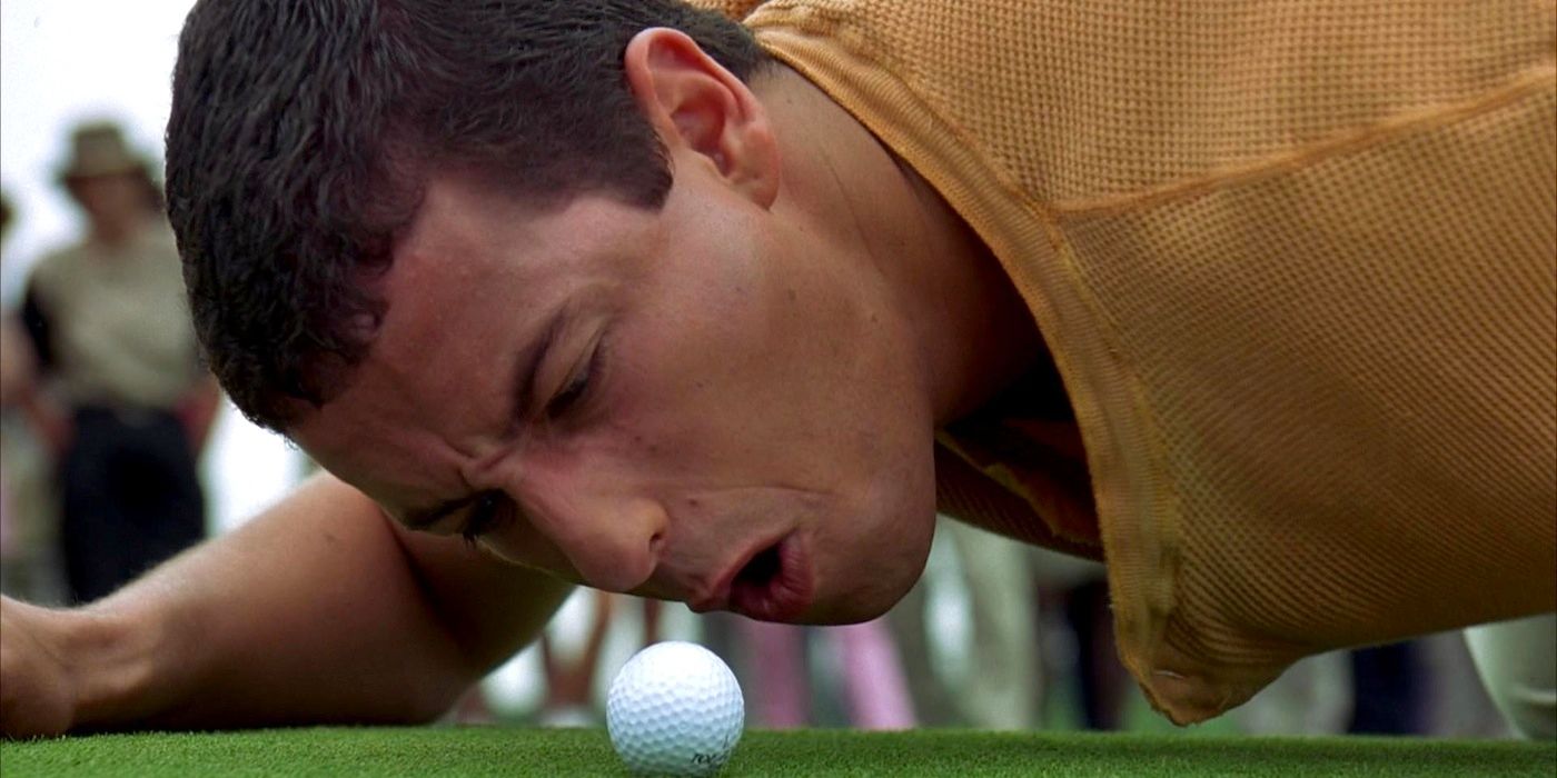 Adam Sandler yells at a golf ball in Happy Gilmore