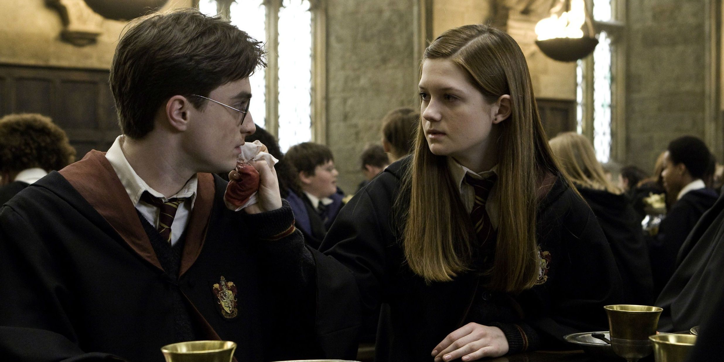Ginny Weasley cleans up Harry Potter's blood