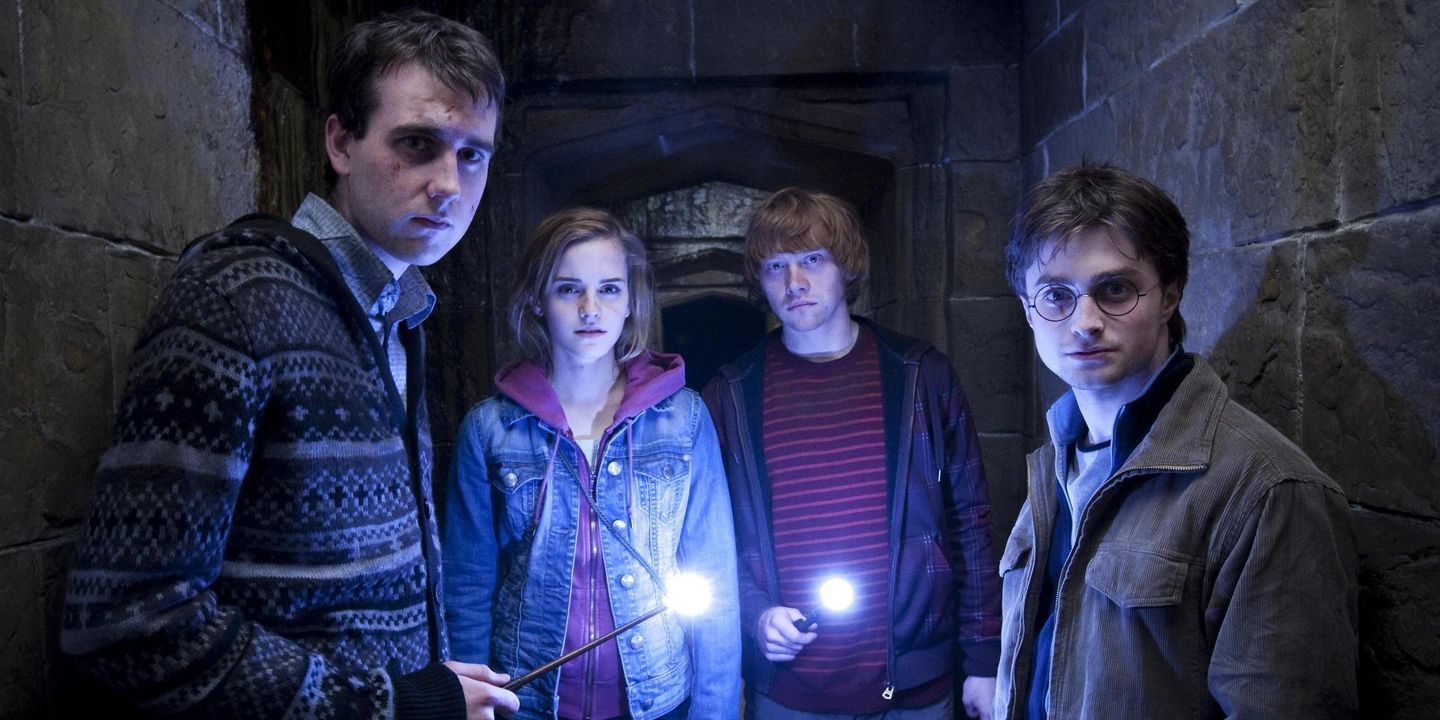 Matthew Lewis, Emma Watson, Rupert Grint, and Daniel Radcliffe in Harry Potter and the Deathly Hallows Part 2