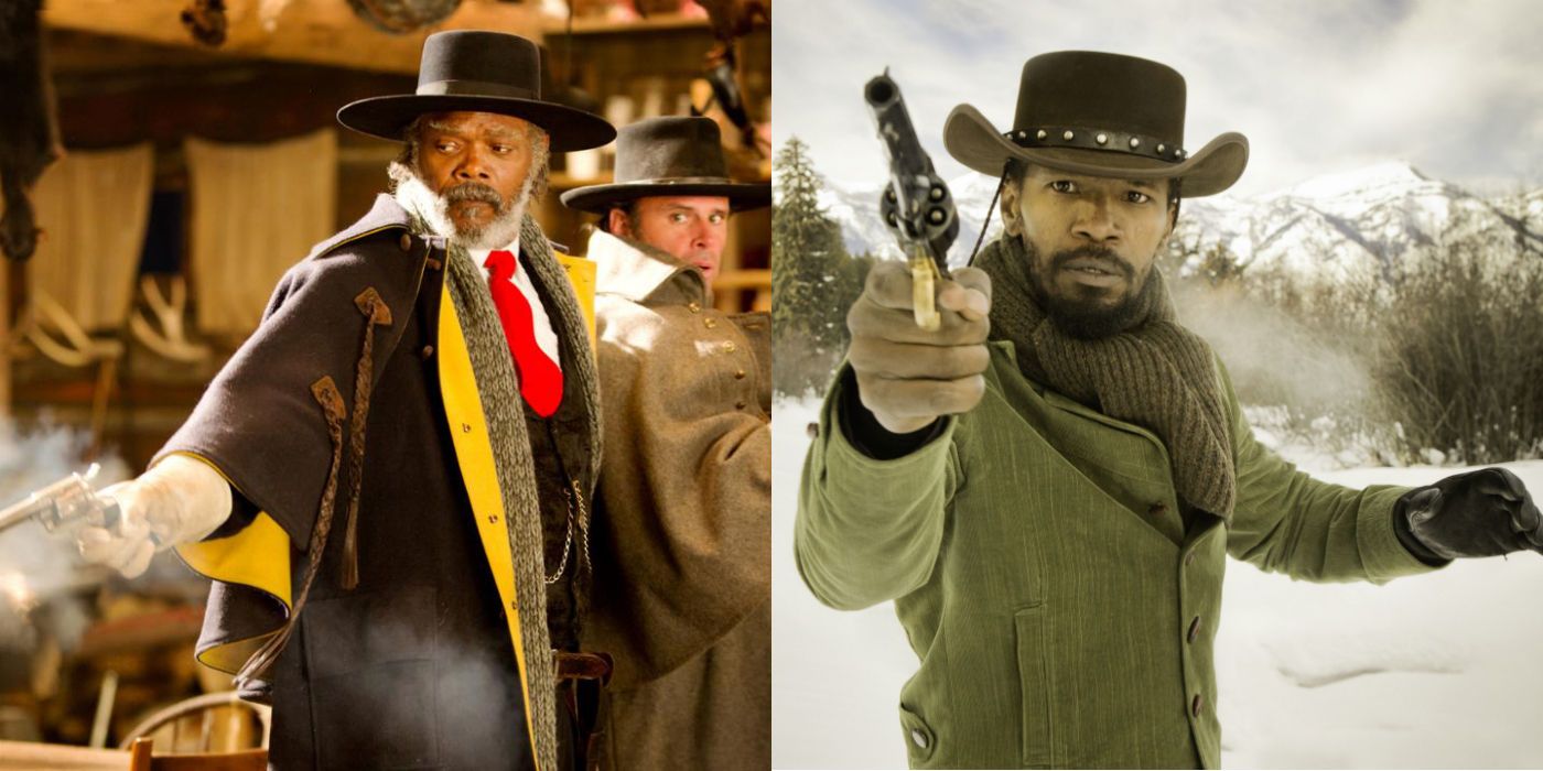 Samuel L. Jackson in The Hateful Eight and Jamie Foxx in Django Unchained