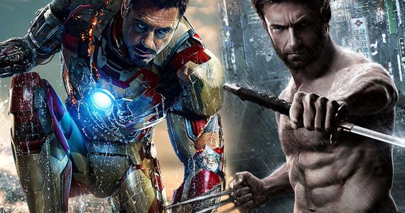 Hugh Jackman (Wolverine ) and Robert Downey Jr (Iron Man)