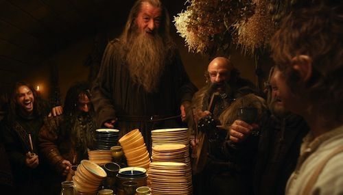 Kili, Bifur, Gandalf, Dwalin, Dori, and Bilbo Baggins in 'The Hobbit: An Unexpected Journey'