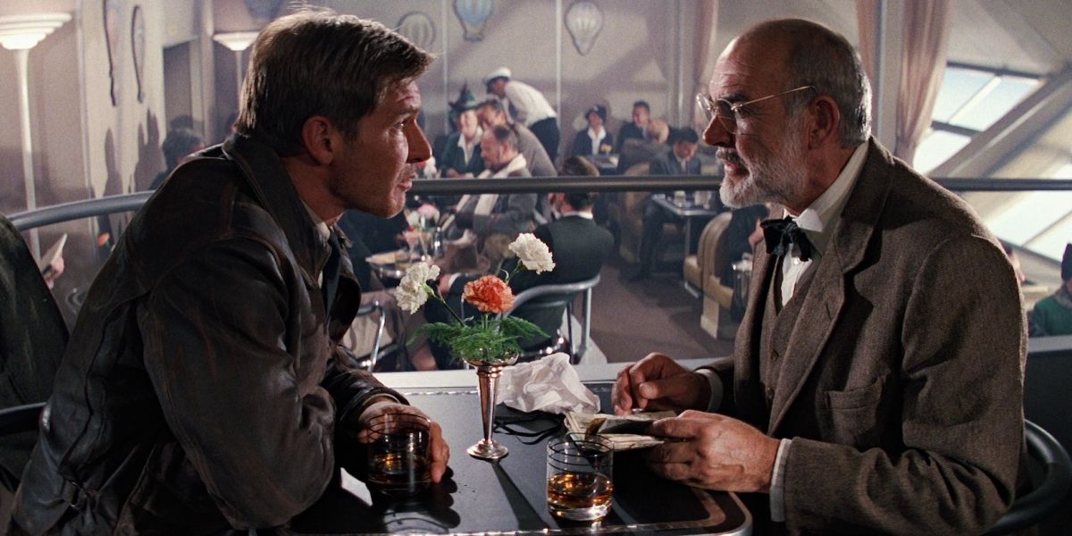 Indiana and Henry Jones talking in Indiana Jones and the Last Crusade.