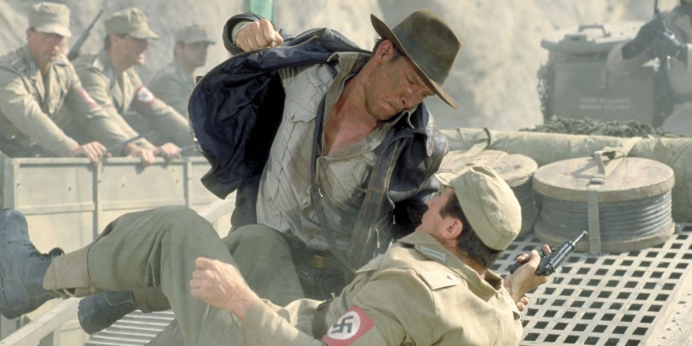 Indy fighting on top of a tank in Indiana Jones and the Last Crusade