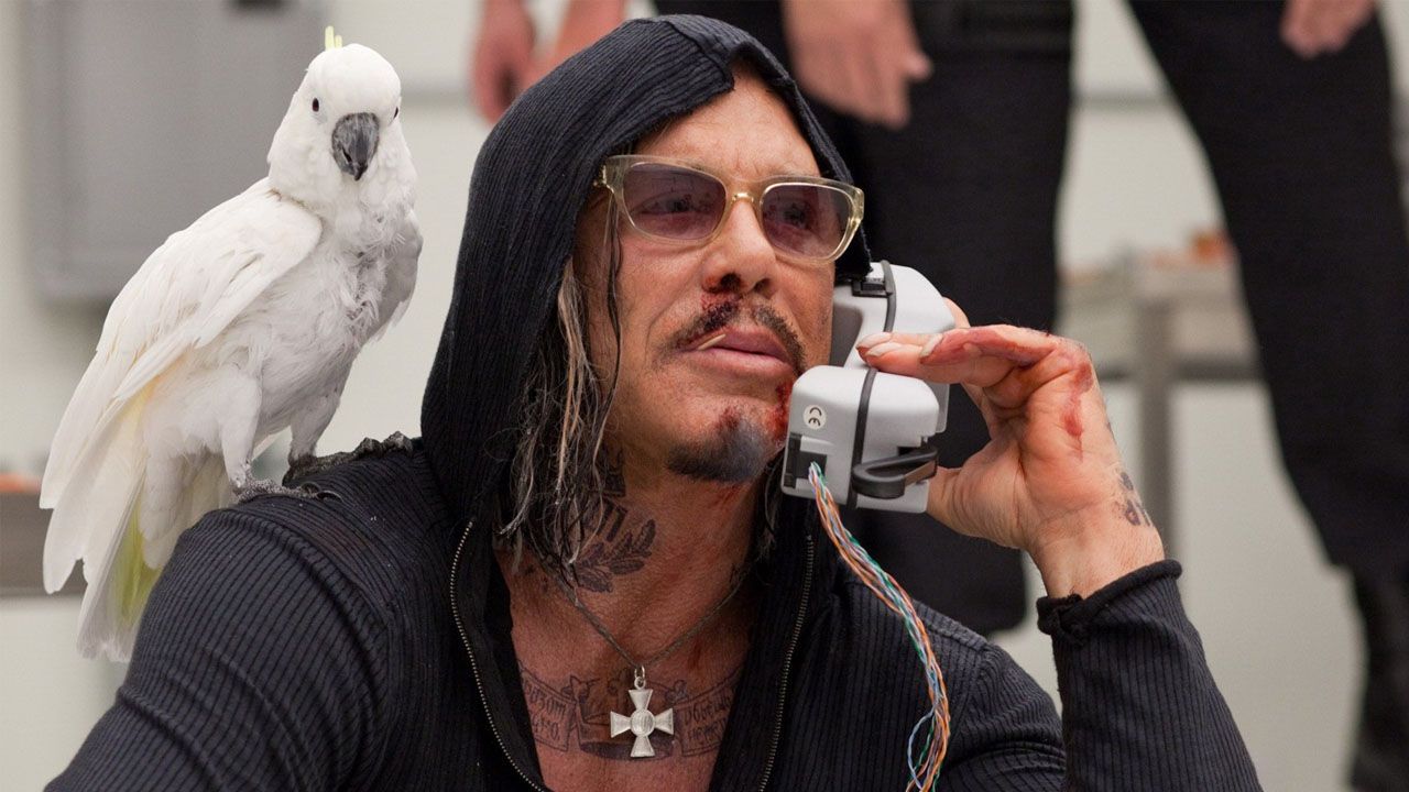 Ivan Vanko and his cockatoo