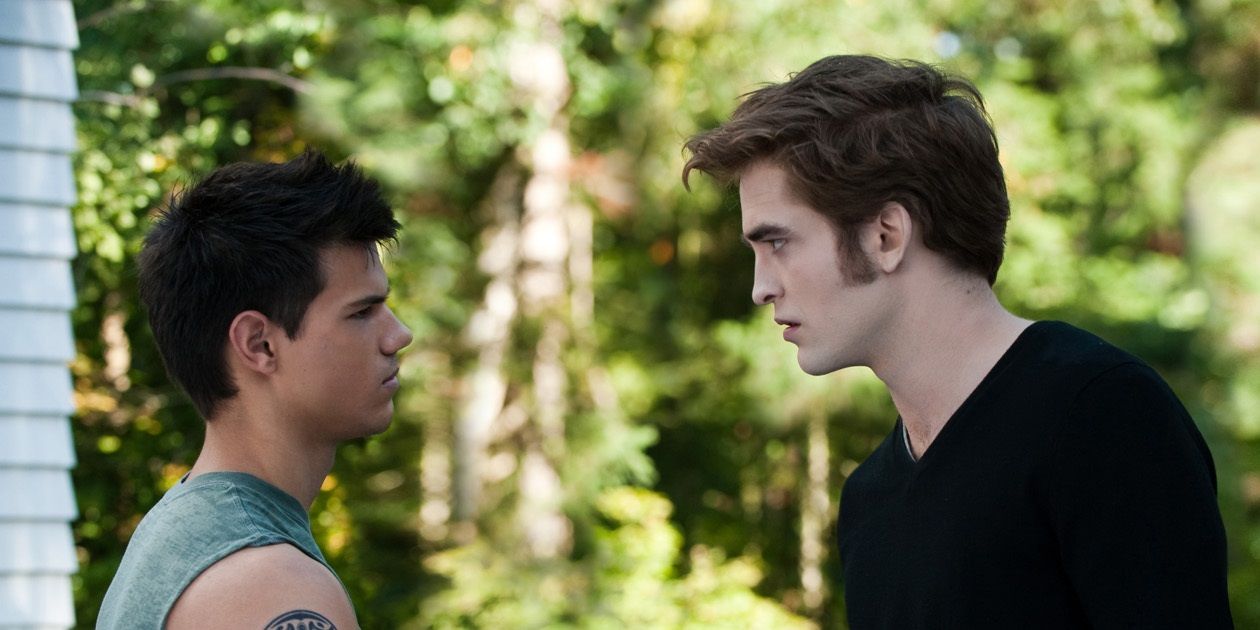 Tyler Latner as Jacob and Robert Pattison as Edward in Twilight - Most Memorable Movies