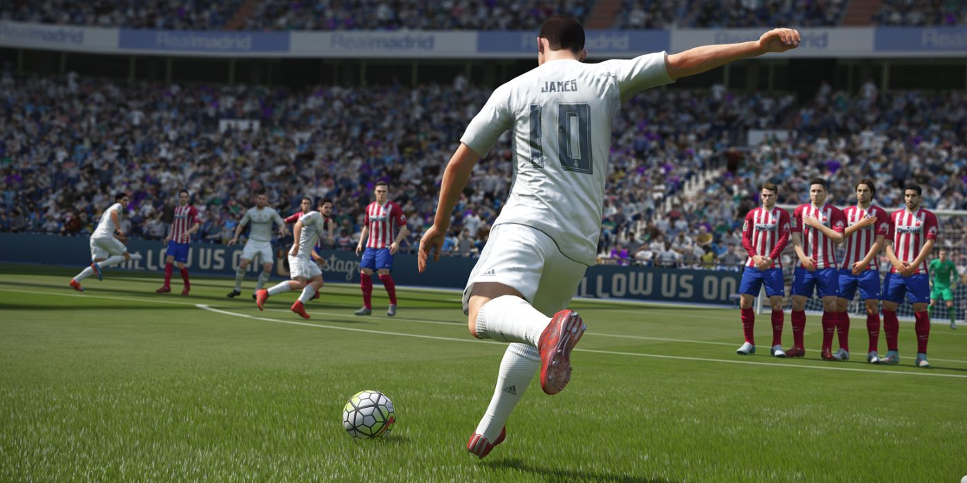 James Rodriguez kicking the ball in FIFA 16