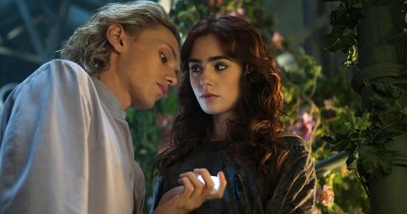 Jamie Campbell Bower and Lilly Collins in 'The Mortal Instruments City of Bones'