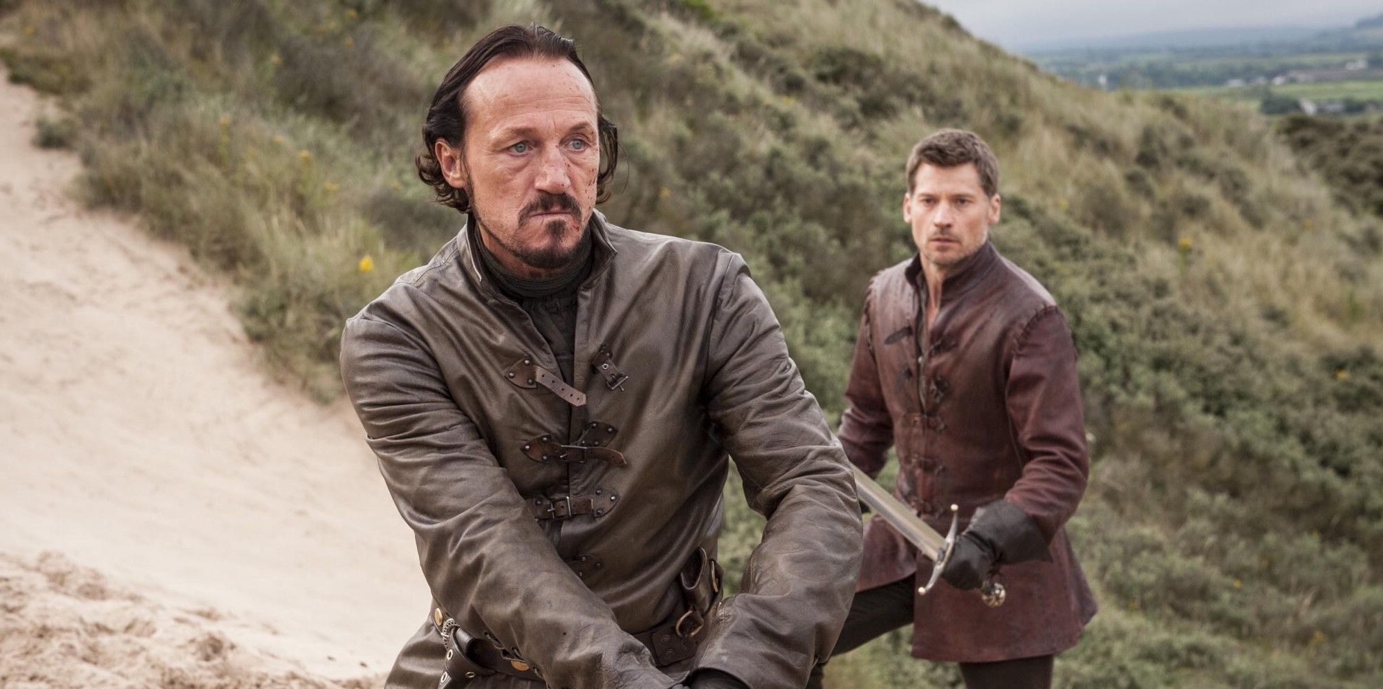 Bronn and Jaime pursuing something in Game of Thrones.