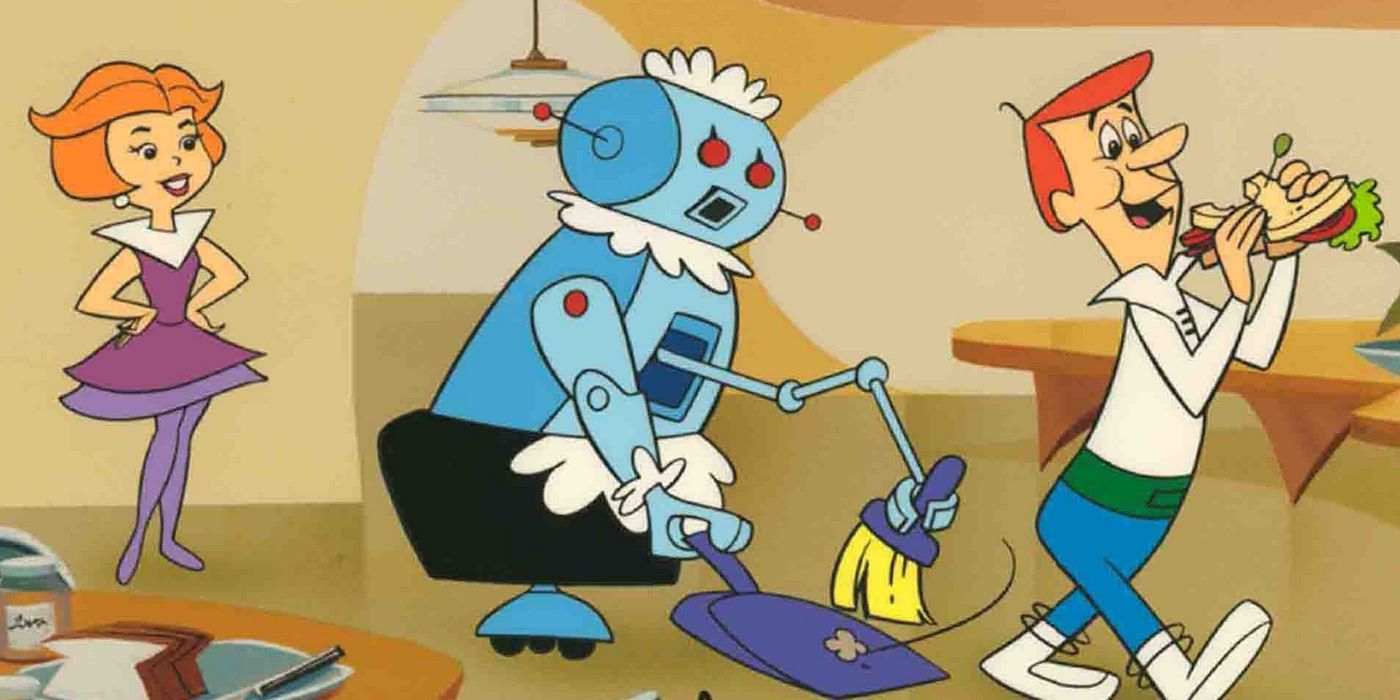 Jane Jetson, Rosie the Robot cleaning after George Jetson on The Jetsons.