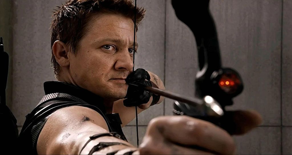 Jeremy Renner as Hawkeye with Bow Close-up