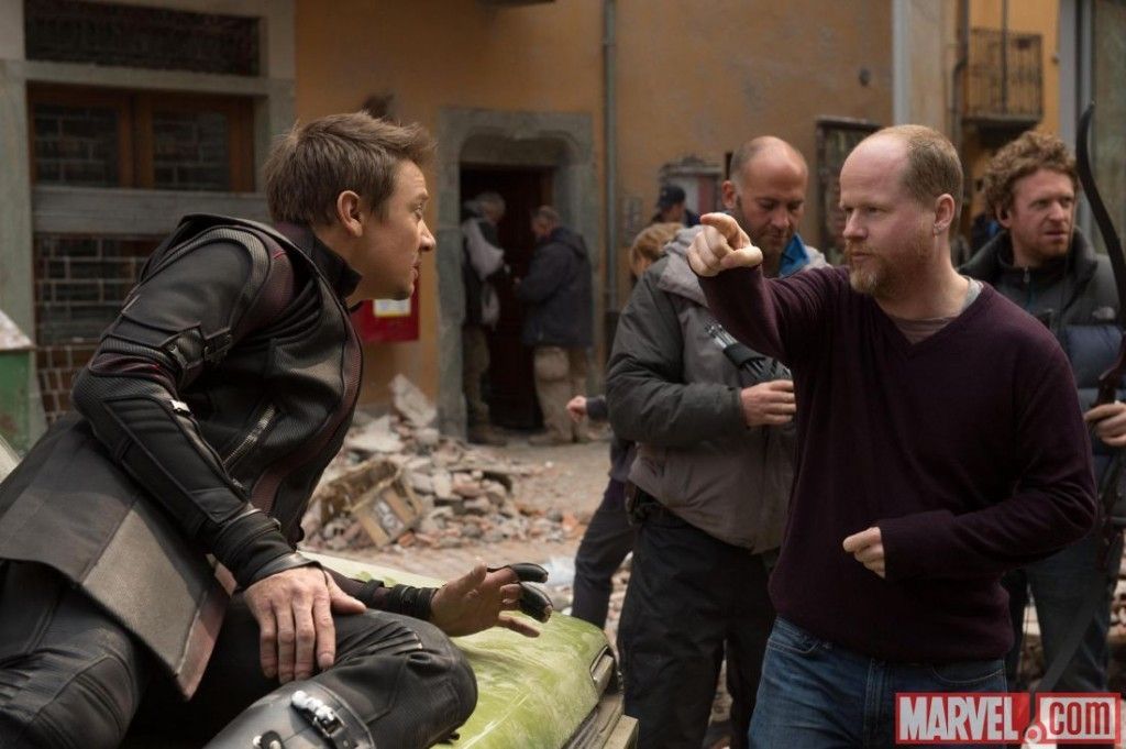 Jeremy Renner's performance of Hawkeye being directed by Joss Whedon on the set of Marvel's Avengers Age of Ultron