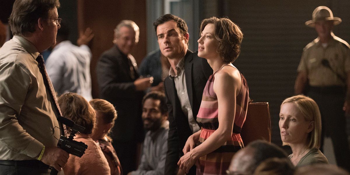 Joel Murray Justin Theroux and Carrie Coon in The Leftovers Season 2 Episode 6