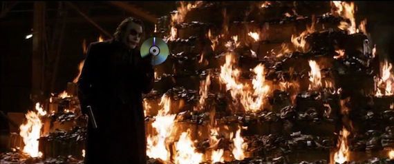 Joker burns old DVDs for a new Blu-ray