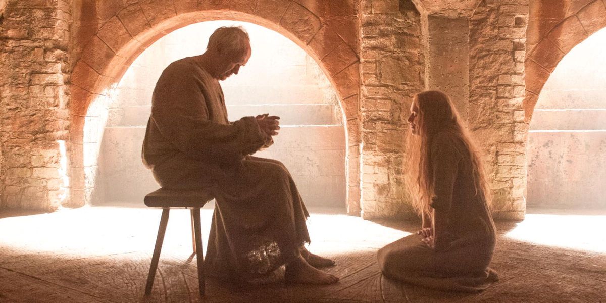 Jonathan Pryce and Lena Headey in Game of Thrones Season 5 Episode 10