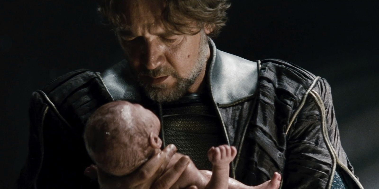 Jor-El holds baby Kal-El in Man of Steel