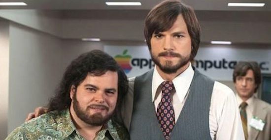 Josh Gad as Steve Wozniak and Ashton Kutcher as Steve in 'Jobs'