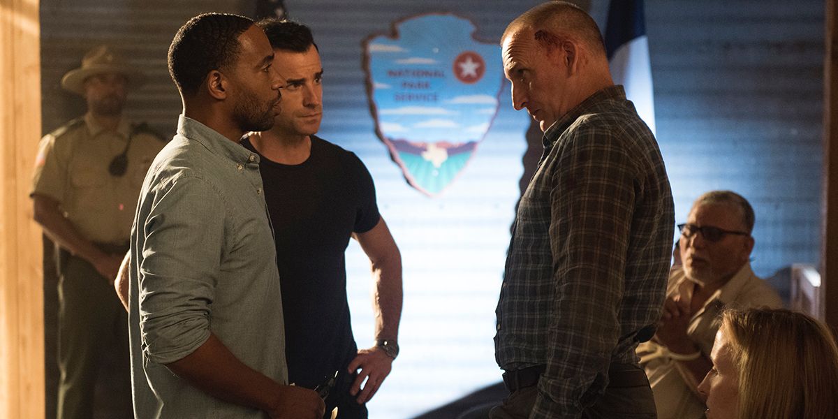 Kevin Carroll Justin Theroux and Christopher Eccleston in The Leftovers Season 2 Episode 5