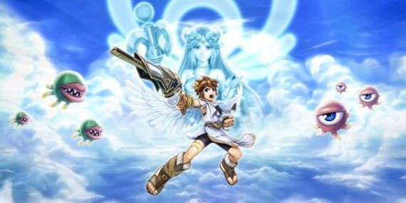 Pit flying on screen of Kid Icarus Uprising
