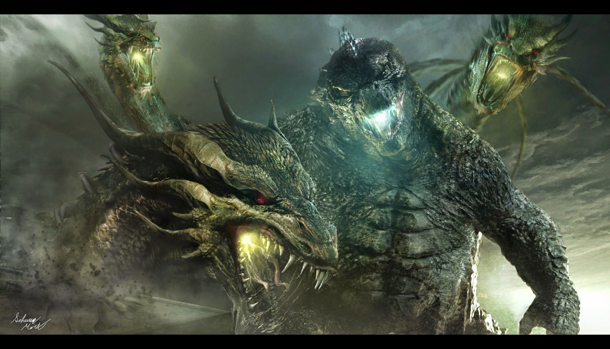 King Ghidorah vs Godzilla Art