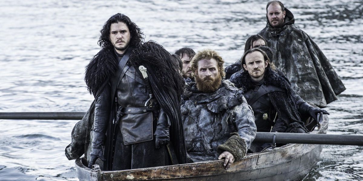 Kit Harington and Kristofer Hivju in Game of Thrones Season 5 Episode 8
