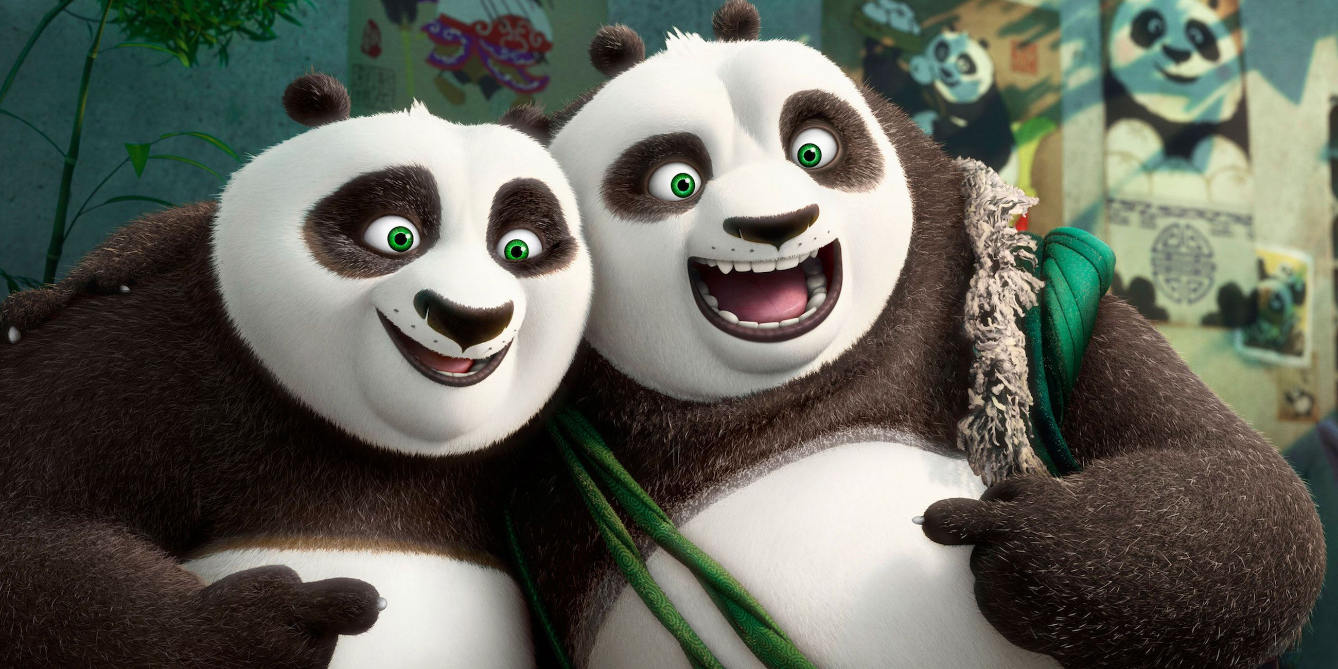 Po (Jack Black) and Li (Bryan Cranston) in Kung Fu Panda 3