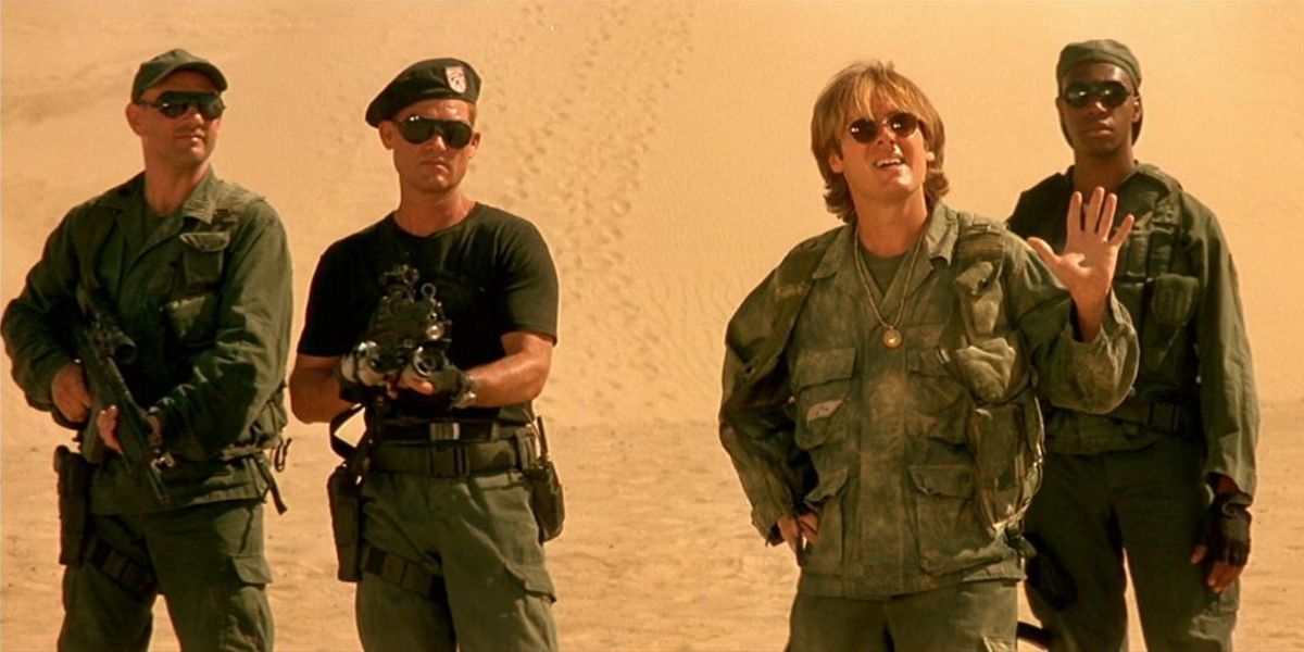Kurt Russell and James Spader in 1994 Stargate