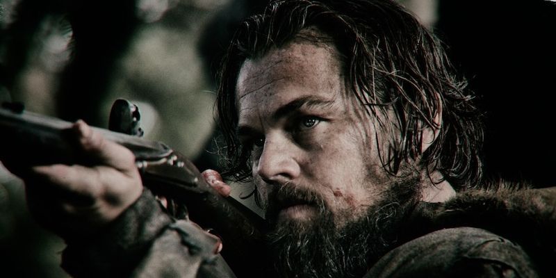 Leonardo DiCaprio stars as Hugh Glass in The Revenant (2015)