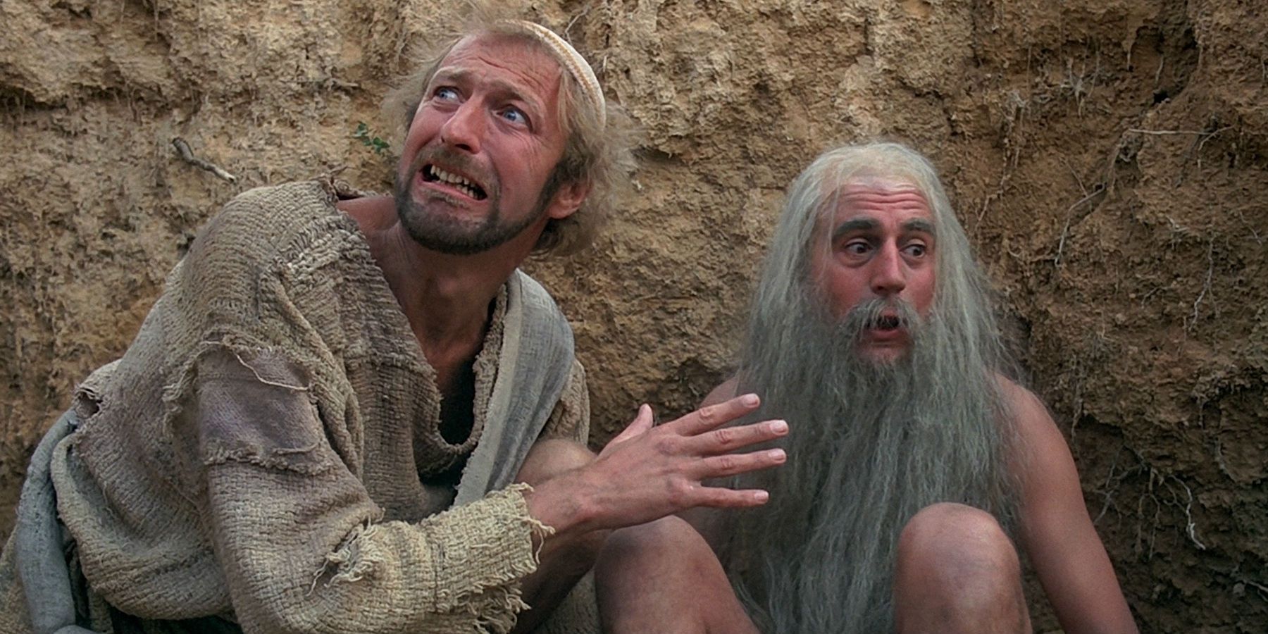 Two men in a well in Life of Brian