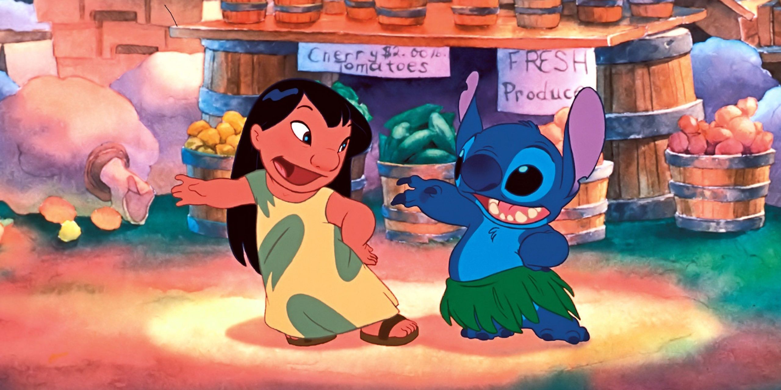 Lilo And Stitch dancing in the Disney animated movie
