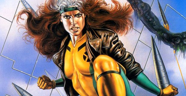 Rogue looking determined on an X-Men Marvel Card