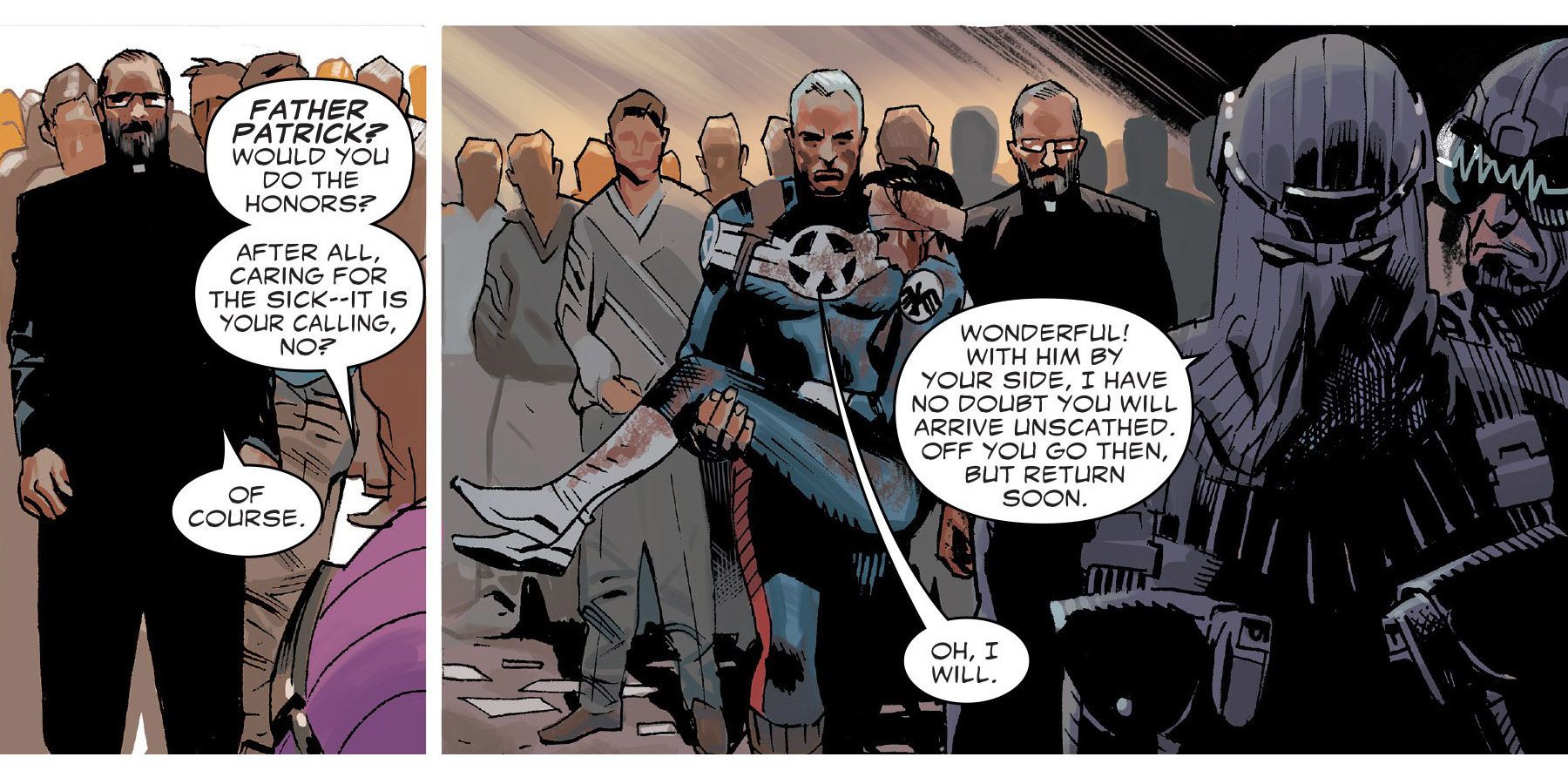 Marvel Comics - Father Patrick, Steve Rogers, and Baron Zemo