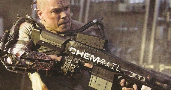 Matt Damon wields ChemRail rifle in Elysium