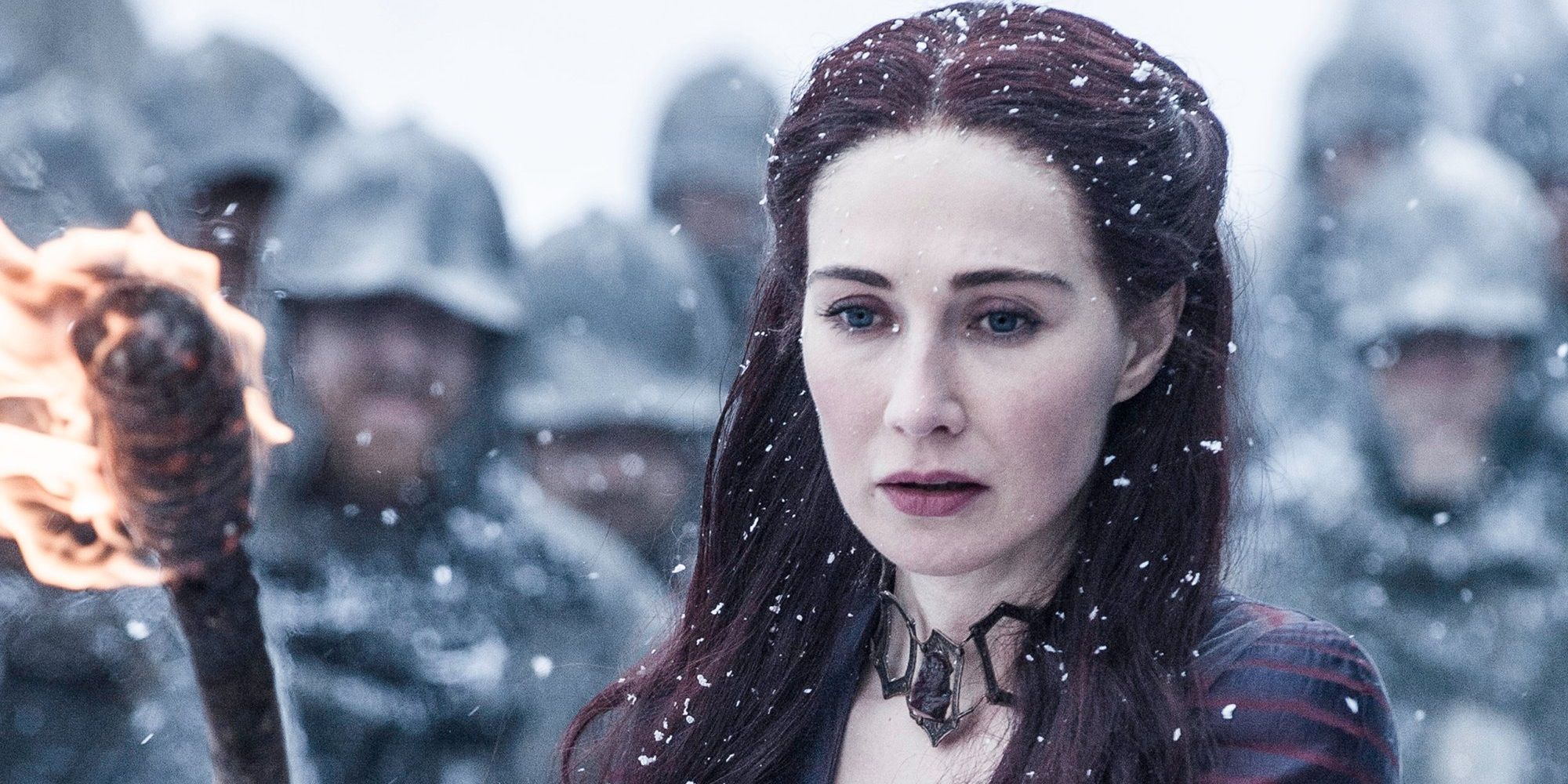 Melisandre played by Carice Van Houten sacrificing to R'hllor on Game of Thrones