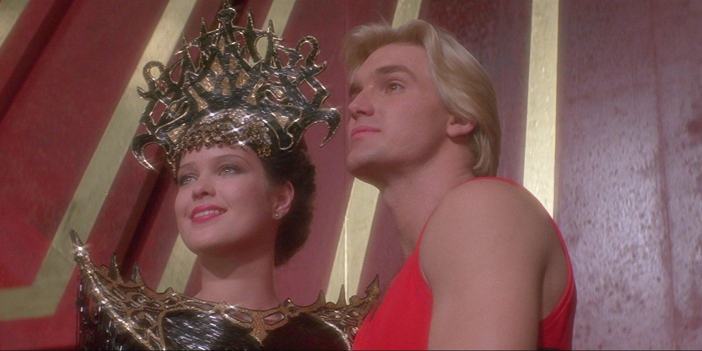 Melody Anderson and Sam J. Jones in 1980 movie Flash Gordon.