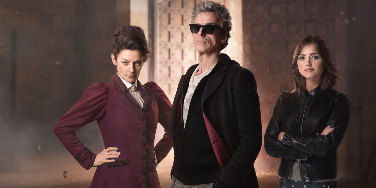 Michelle Gomez Peter Capaldi and Jenna Coleman in Doctor Who Season 9 Episode 1