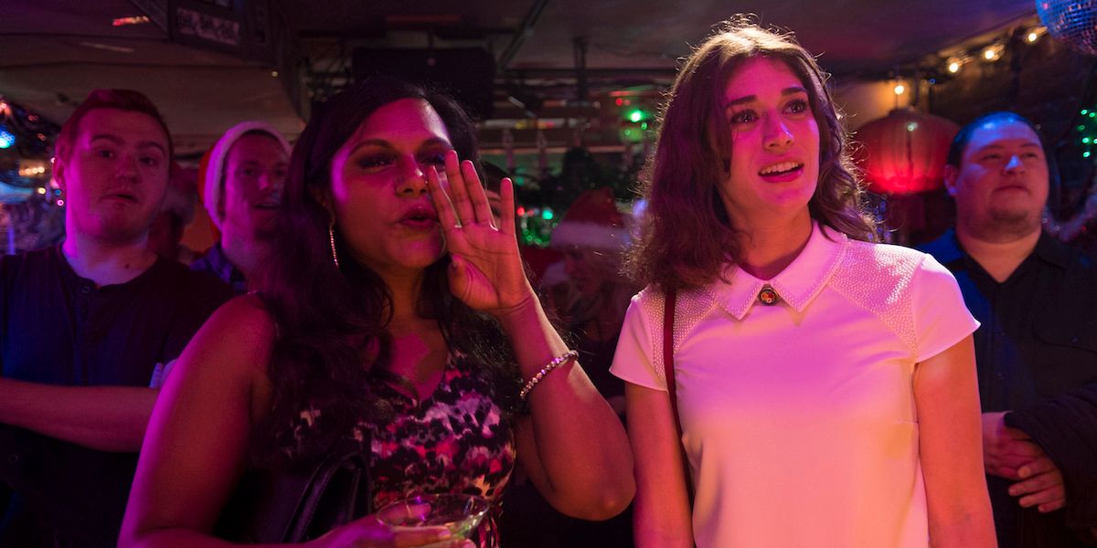 Mindy Kaling and Lizzy Caplan in The Night Before
