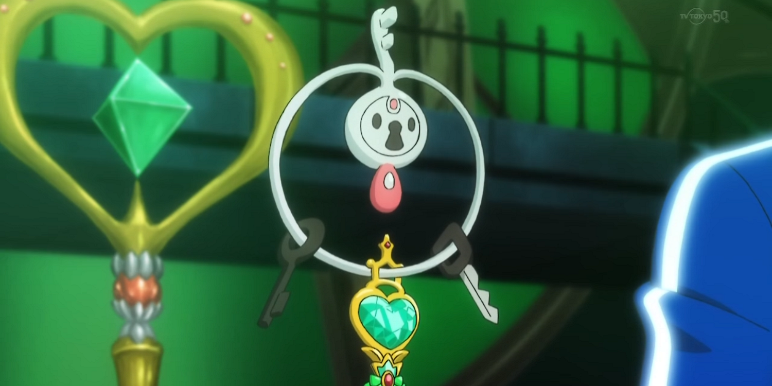 Klefki, a Pokémon that looks like a key ring, in the anime.