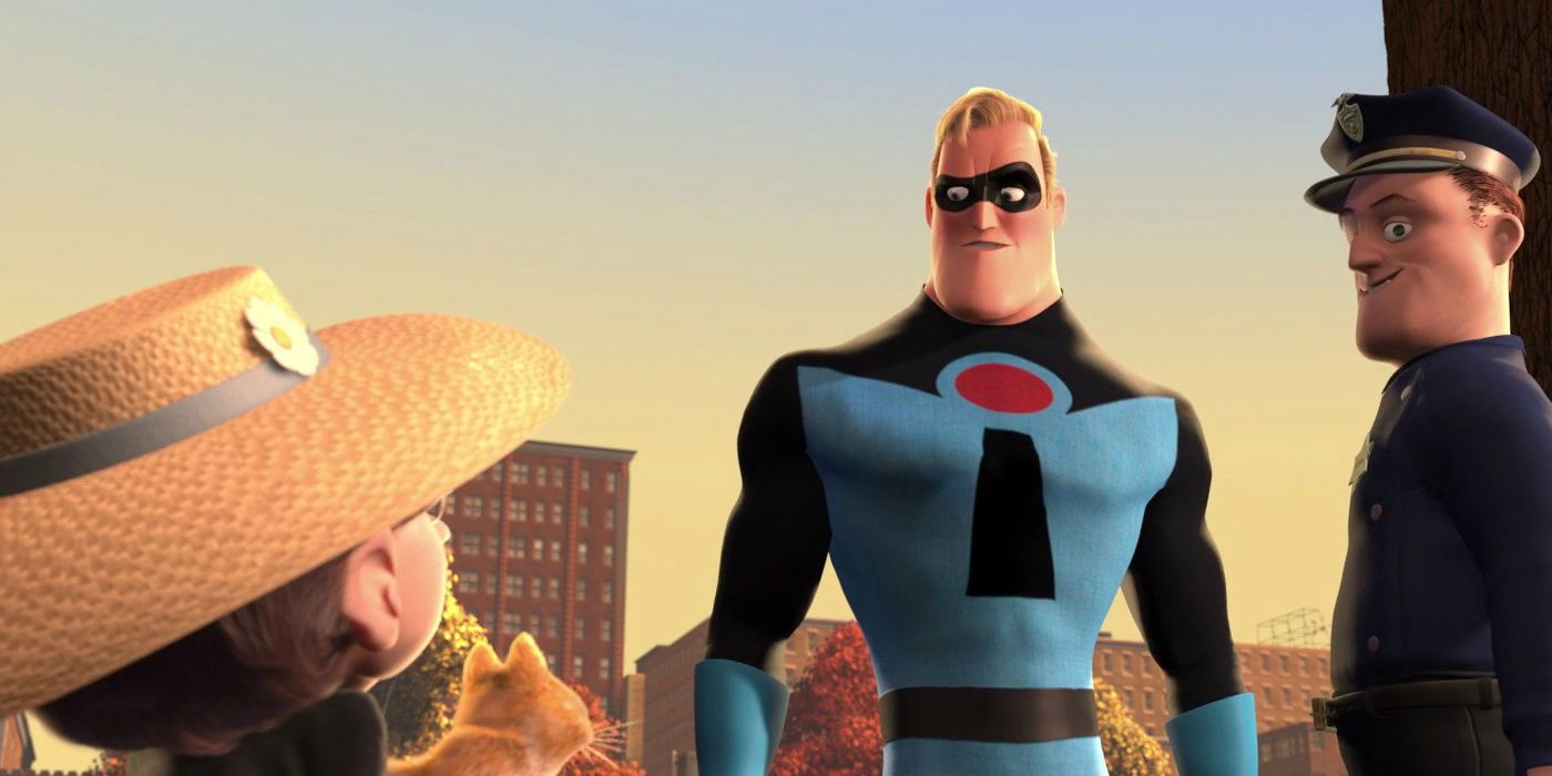 Mr. Incredible helps save a cat in The Incredibles