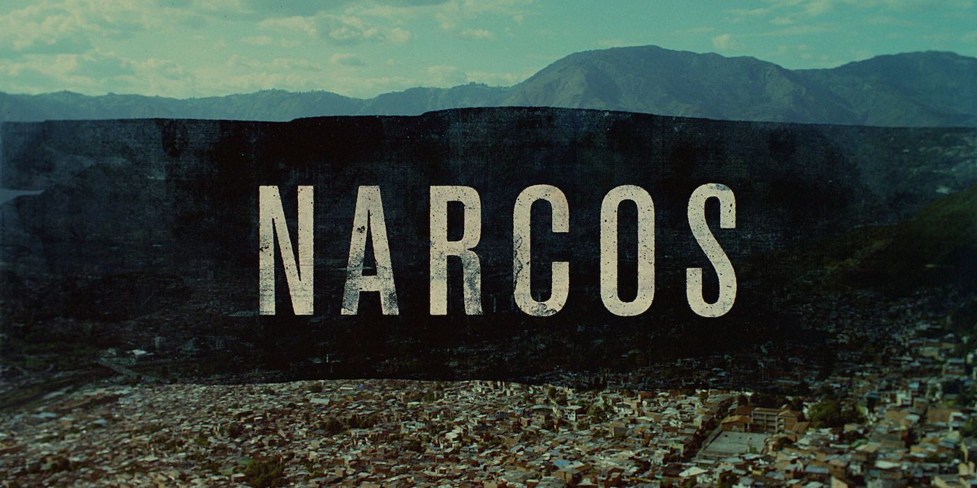 The title card for Narcos sits on a natural background