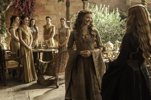 Natalie Dormer as Margaery Tyrell and Lena Headey as Cersei Lannister in Game of Thrones S5