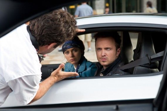 NEED FOR SPEED Set Photo (Aaron Paul and Imogen Poots in Mustang)