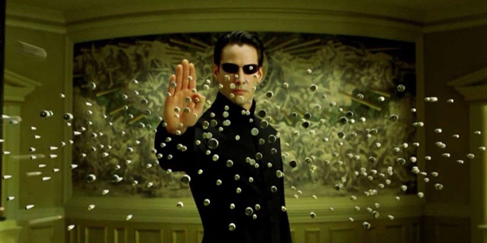 Neo stops bullets in the Matrix